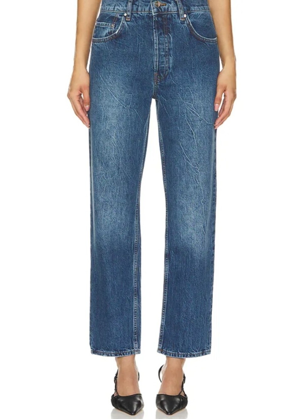 Anine Bing Women's Benson Jeans Marine Blue Straight Leg Size 26 - Picture 4 of 16